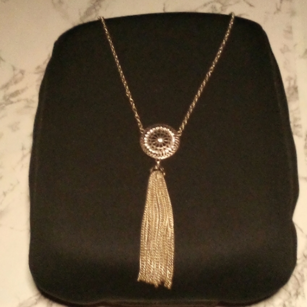 Long Medallion Tassel Necklace